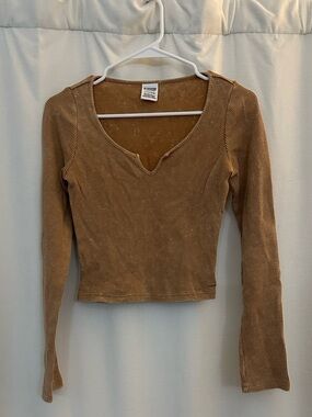 PINK Victoria's Secret Waffle-Knit Long Sleeve Top